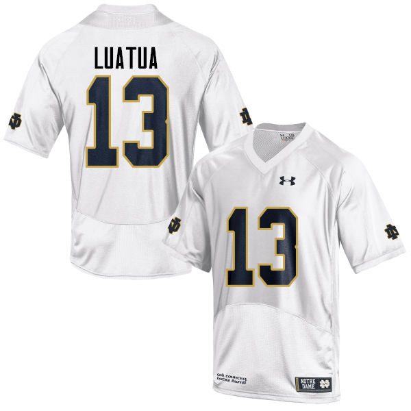 Men #13 Tyler Luatua Notre Dame Fighting Irish College Football Jerseys-White